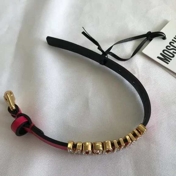 Moschino Red and Black Logo Crystal Letter Bracelet - Picture 3 of 5